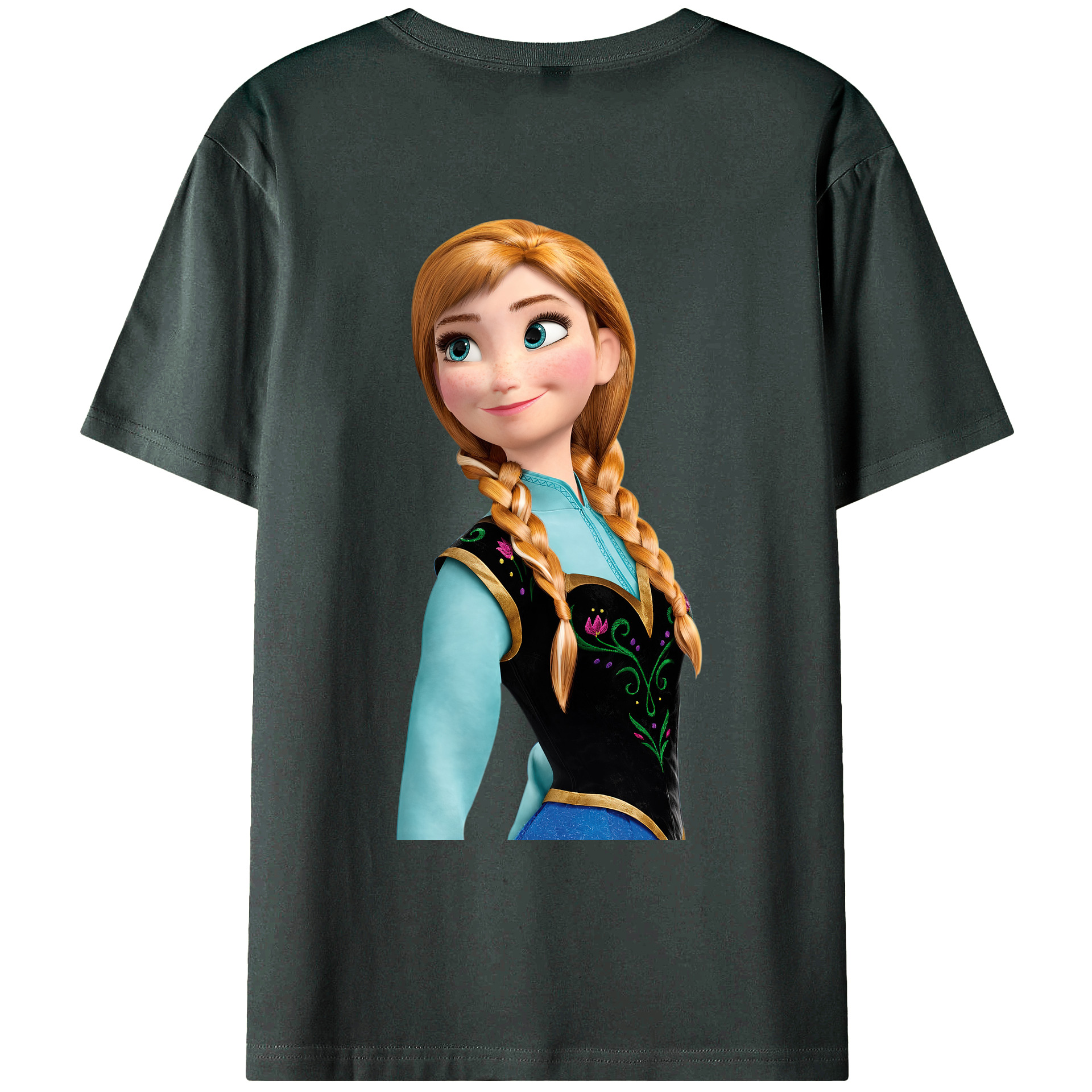 （画像用） アナと雪の女王 アンナ エルサ Frozen Anna Elsa 綿100％ メンズ半袖Tシャツ（バックプリント） 通気性